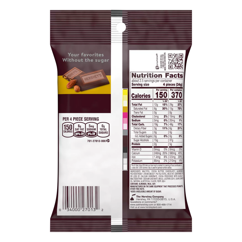Hershey's Zero Sugar Chocolate with Almonds
