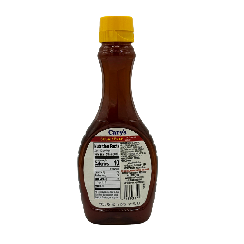 Cary's Sugar Free Low Calorie Syrup, Maple Flavored 12 fl oz