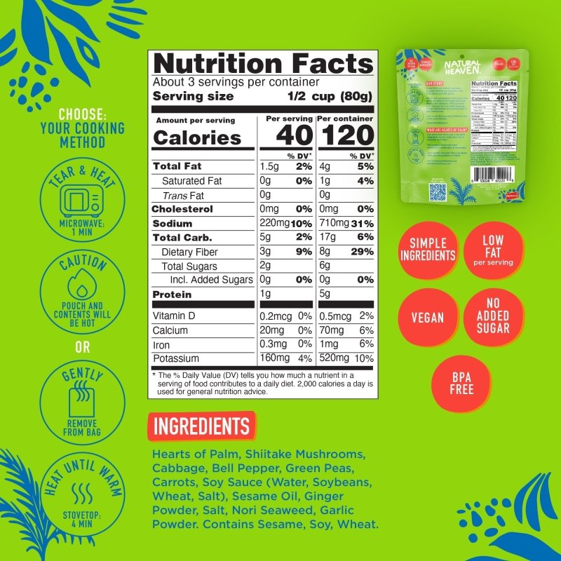 Riced Hearts of Palm Pasta Keto Bowl Ready Meal by Natural Heaven