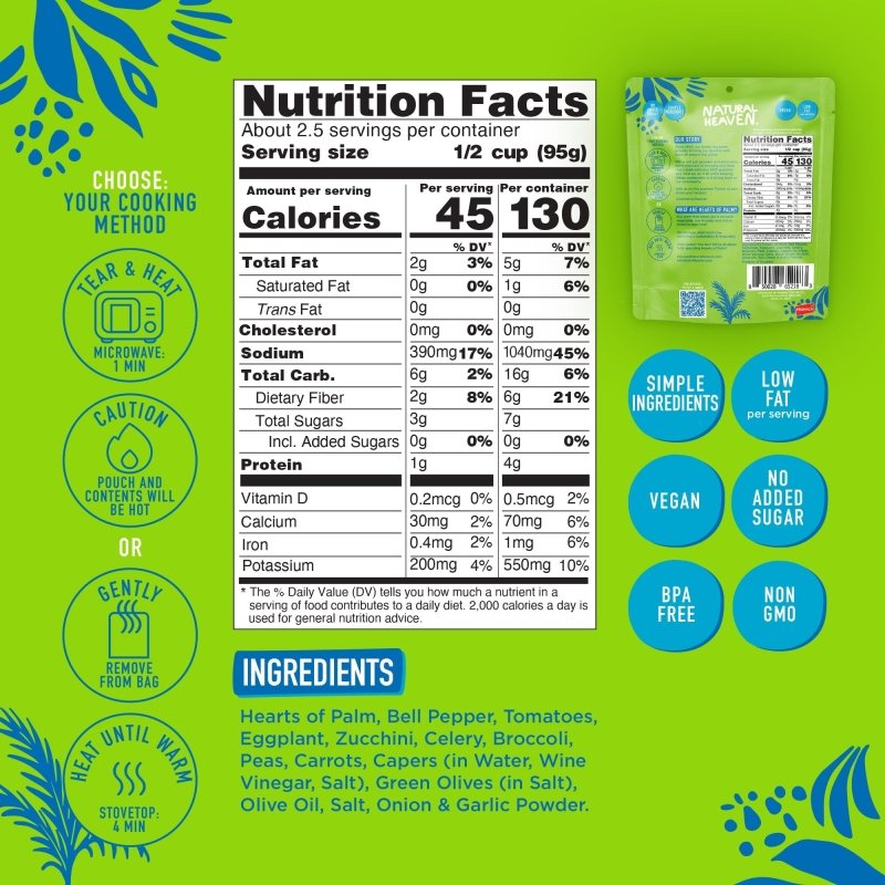 Riced Hearts of Palm Pasta Keto Bowl Ready Meal by Natural Heaven