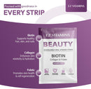 EZ VITAMINS Dissolvable Oral Beauty Strips - Hair, Skin, & Nails