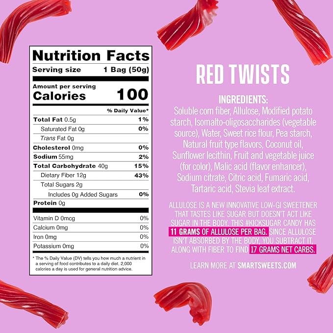Smart Sweets Red Twists 50g (1.8 oz)