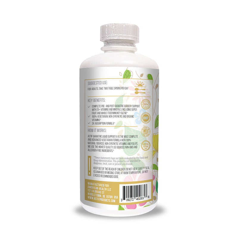 Actif Organic Bariatric Liquid Support with 25+ Organic Vitamins & Minerals