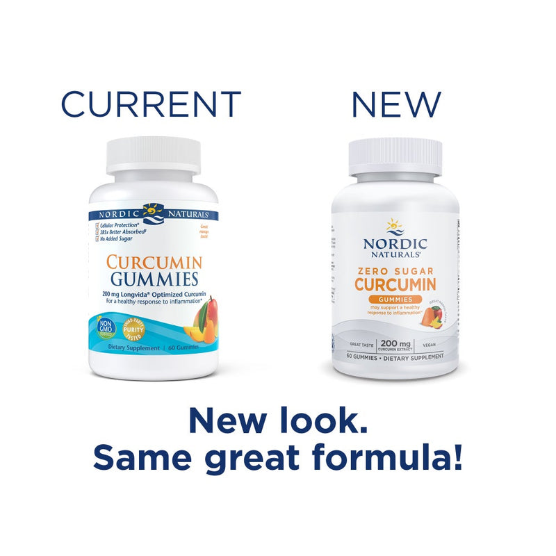 Nordic Naturals Zero Sugar Curcumin Gummies (200mg), Mango, 60 Gummies