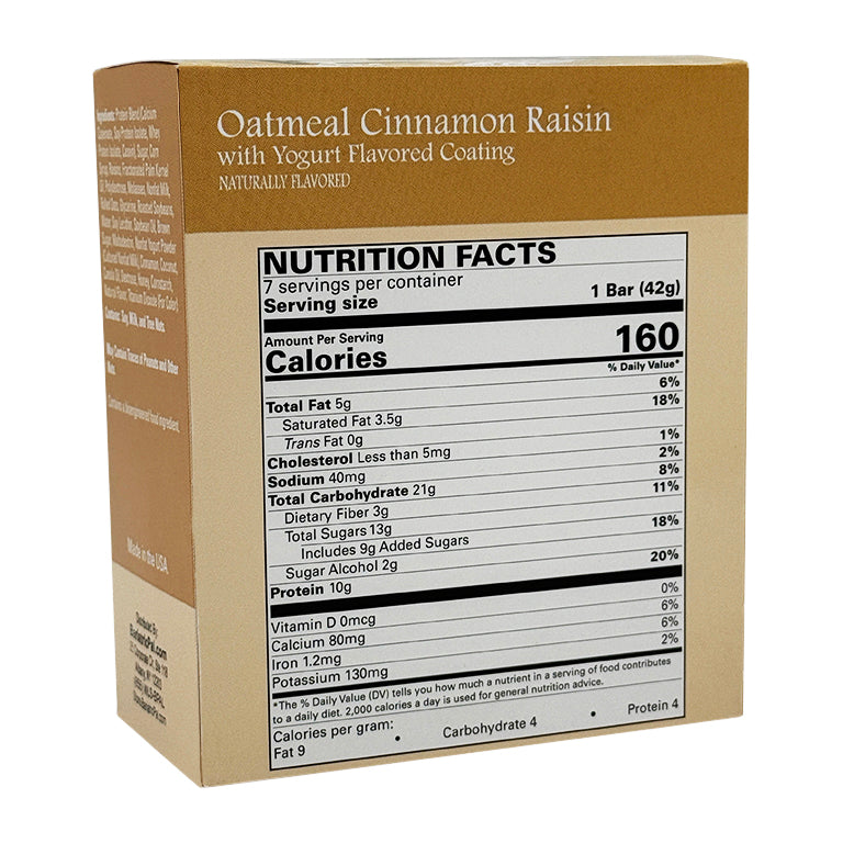 BariatricPal 10g Protein Snack Bars - Oatmeal Cinnamon Raisin