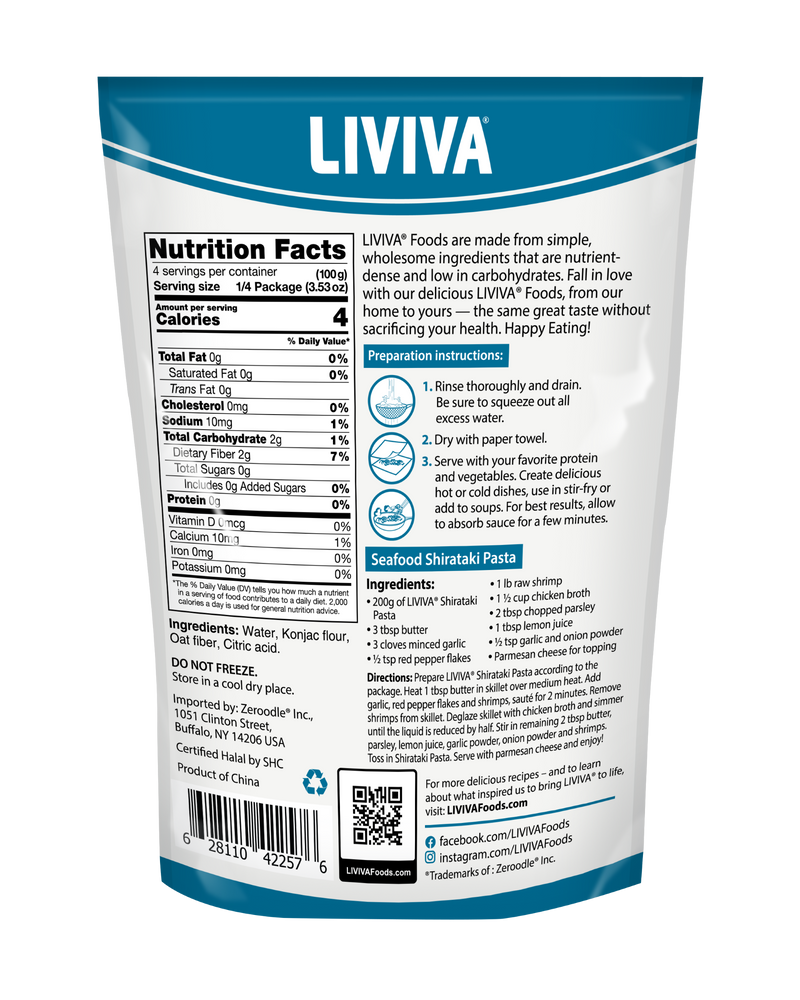 Liviva Organic Shirataki Pasta with Oat Fiber