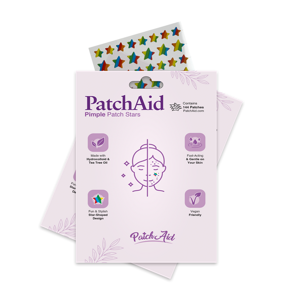 Pimple Patch Stars – 144 Multicolored Hydrocolloid Patches in 2 Sizes with Tea Tree Oil