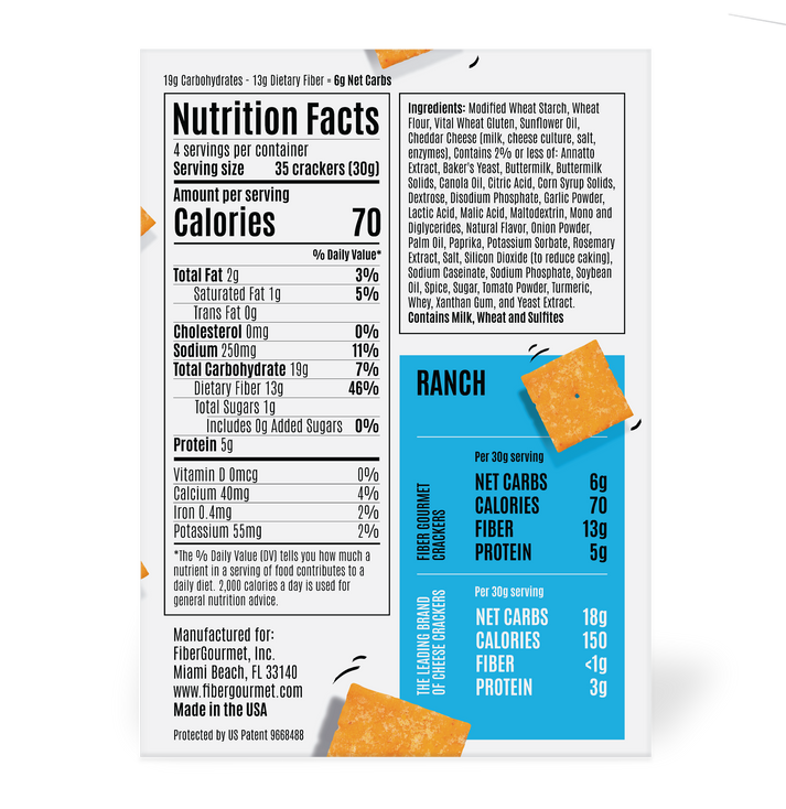 Fiber Gourmet Thinables Baked Snack Crackers, 4.25 oz