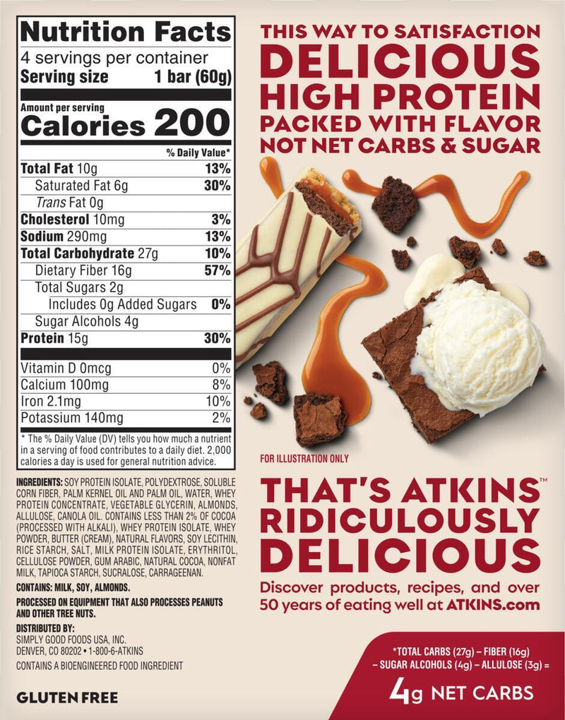 Atkins Nutritionals High Protein Layered Bars, 4ct