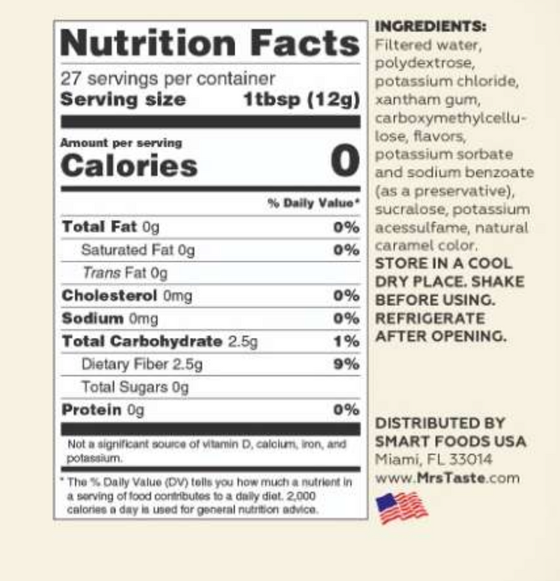 Mrs Taste Zero Calorie Syrup