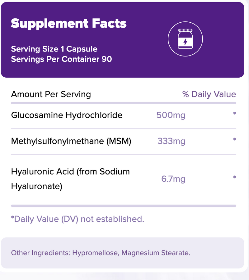 Natrol Glucosamine, Hyaluronic Acid & MSM 90 capsules