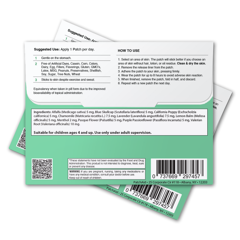 Melatonin-Free Sleep Aid Topical Patch for Kids and Adults by PatchAid