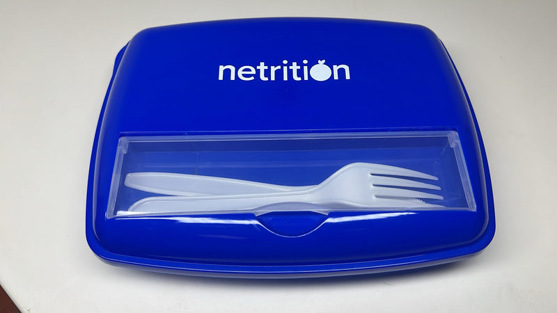 3-Compartment Microwavable Bento Box with Spoon and Fork Set by Netrition