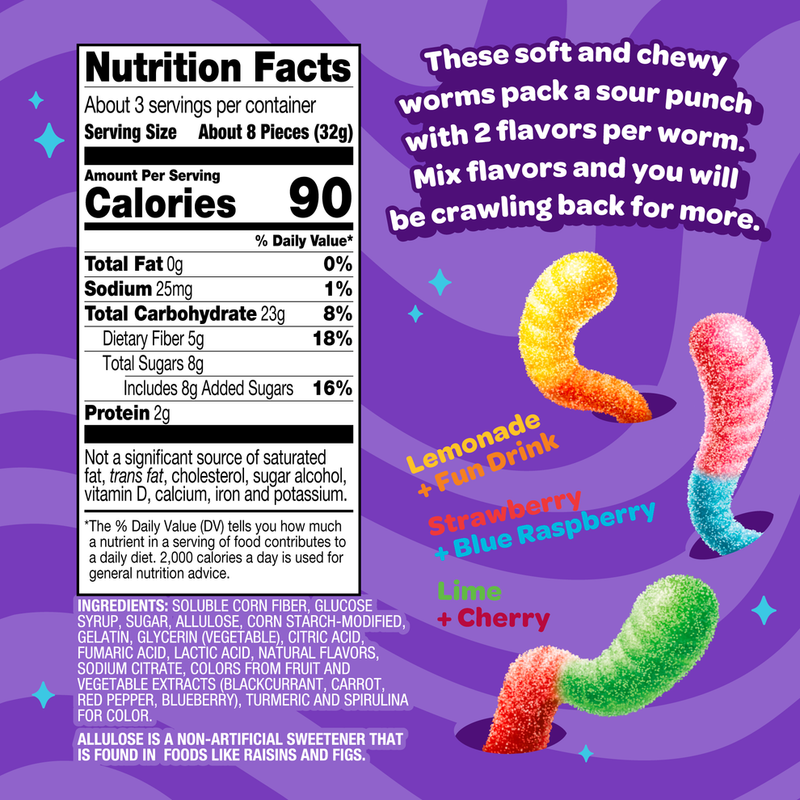 Joyride Sour Worms, 3.5 oz
