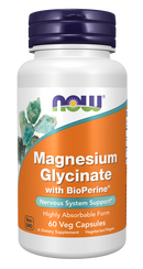 NOW Magnesium Glycinate with BioPerine, 60 Capsules
