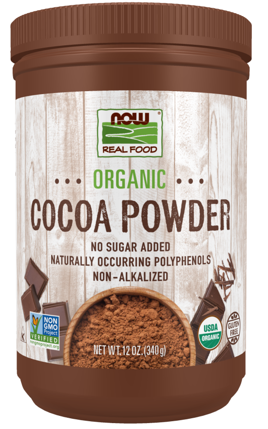 NOW Cocoa Powder, non-Alkalized, Organic 12 oz.