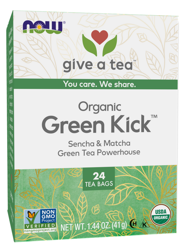 NOW Green Kick, Sencha and Matcha Green Tea Bags 24 tea bags