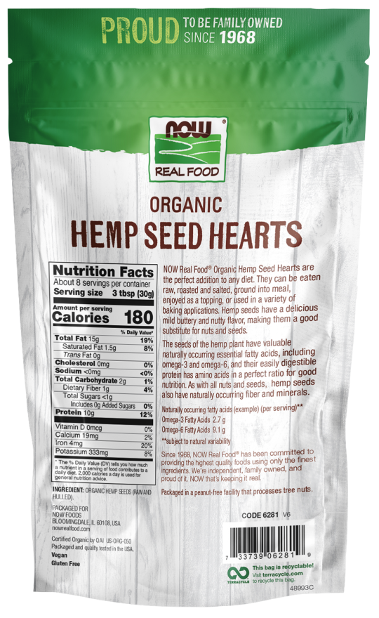 NOW Hemp Seed Hearts, Organic 8 oz.