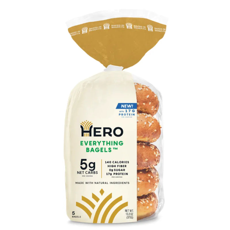 Hero Low Carb Bagels, 5 bagels