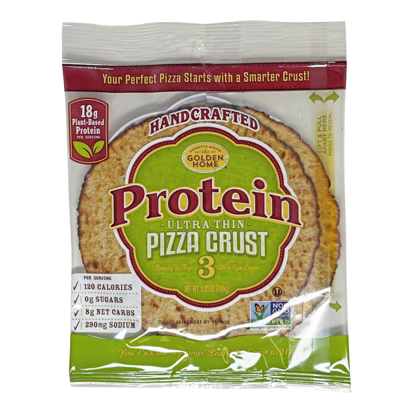 Golden Home Ultra Thin 16g Protein Pizza Crust, 4.45oz (3 crusts)