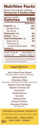 Simple Mills Crunchy Cookies, 5.5 oz.
