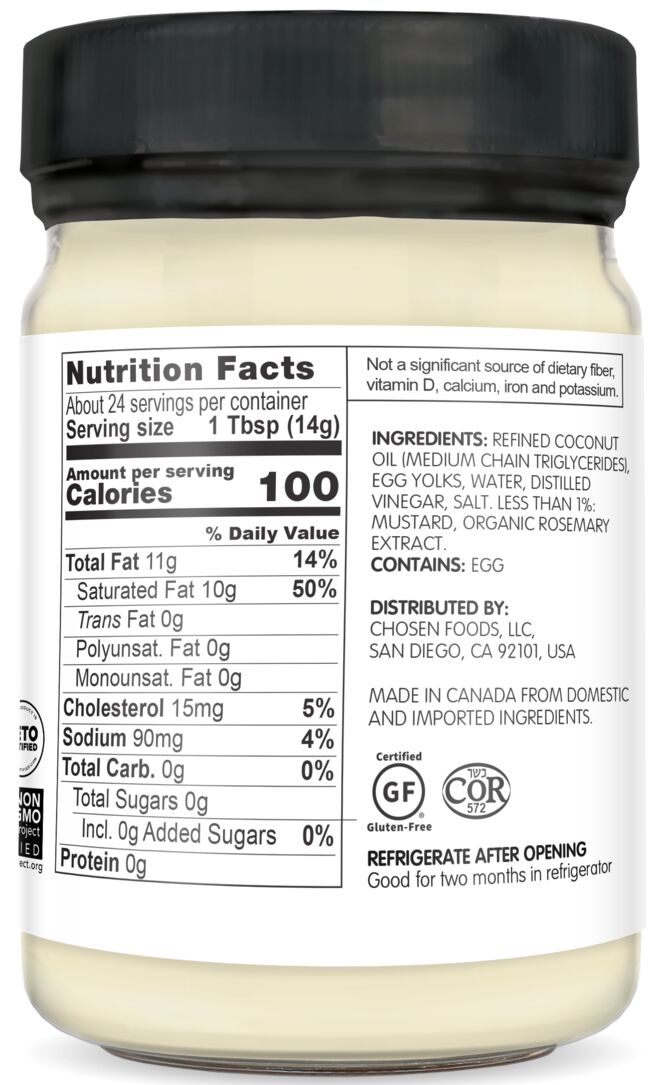 Chosen Foods Keto Mayo with MCT Oil 12 fl oz 