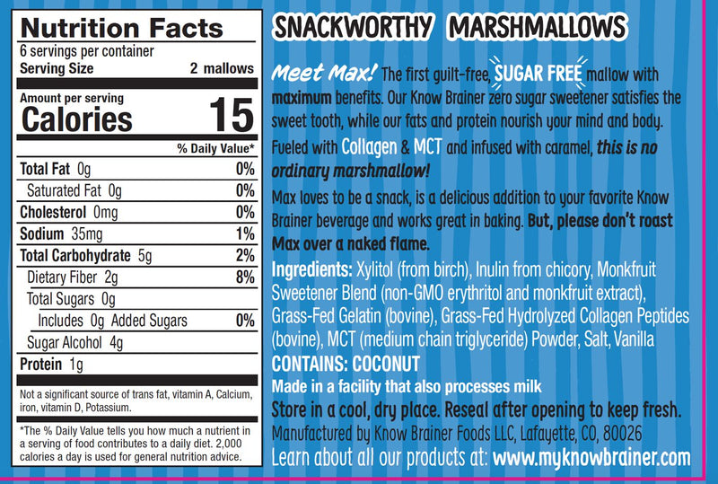 Know Brainer Foods Max Mallow Sugar Free Marshmallows