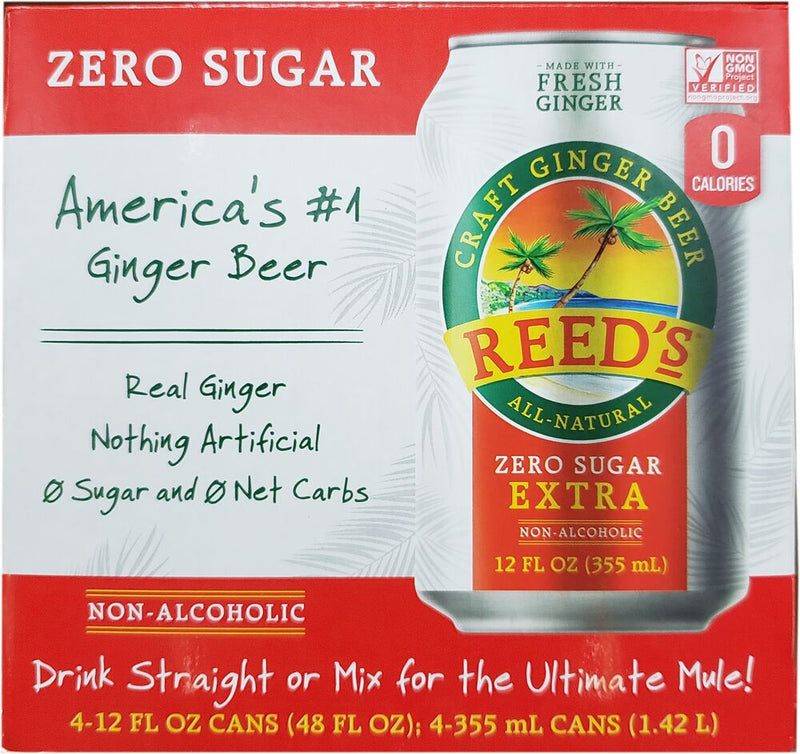 Reed's Zero Sugar Craft Ginger Beer 4 cans 