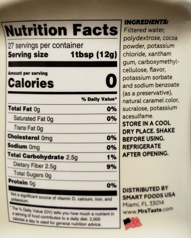 Mrs Taste Zero Calorie Syrup