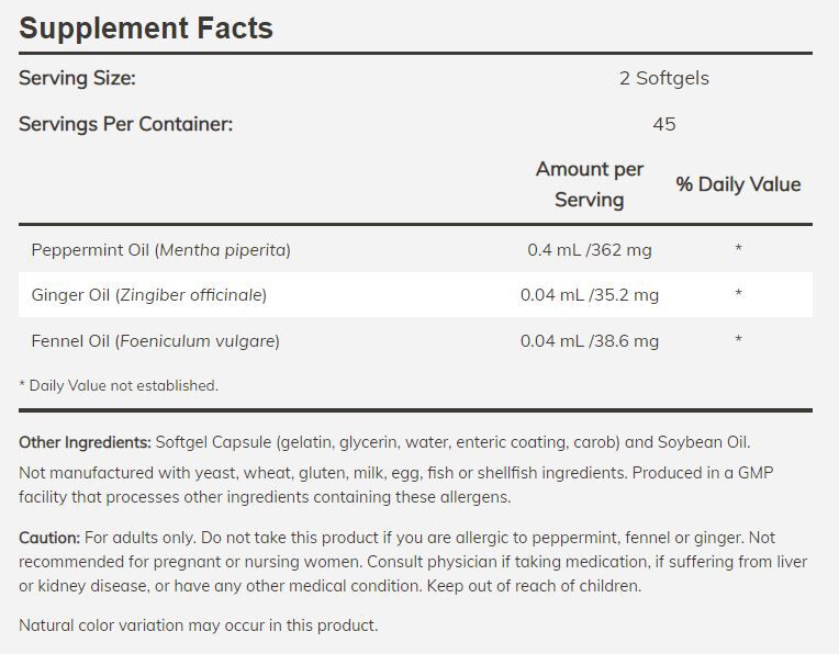 NOW Peppermint Gels 90 softgels 