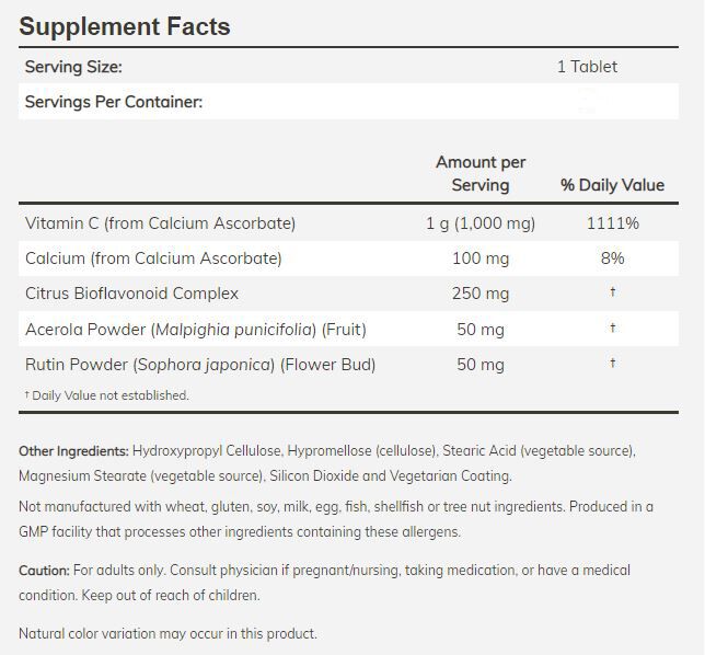 NOW C-1000 Complex, Buffered with 250 mg Bioflavonoids