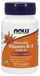 NOW Vitamin D-3, 5000 IU, Chewable 120 chewables 