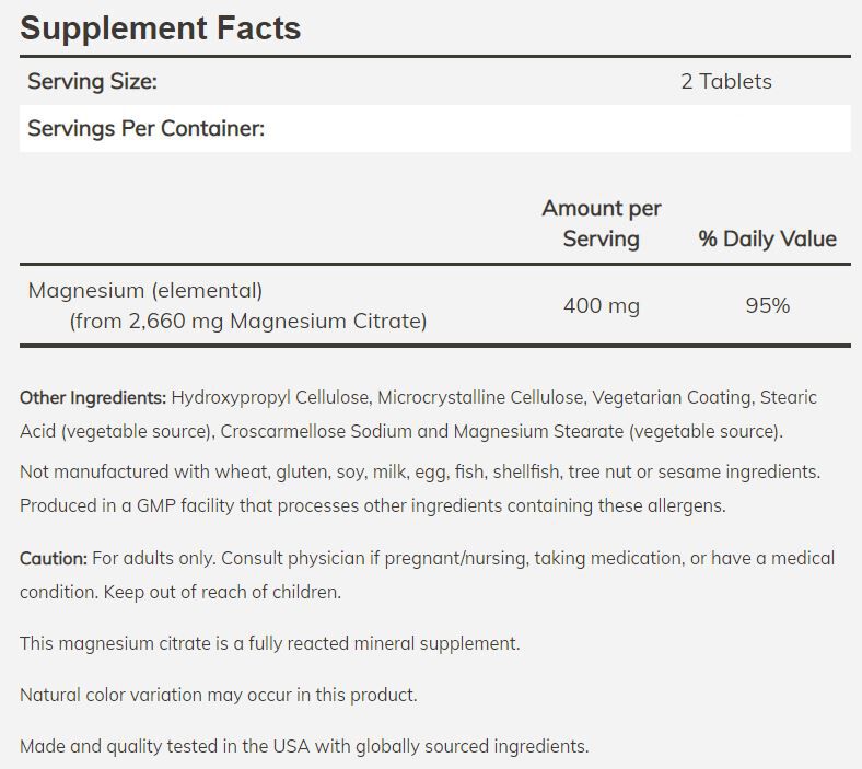 NOW Magnesium Citrate