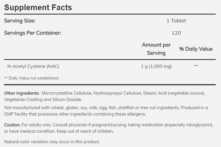 NOW NAC (N-Acetyl-Cysteine)