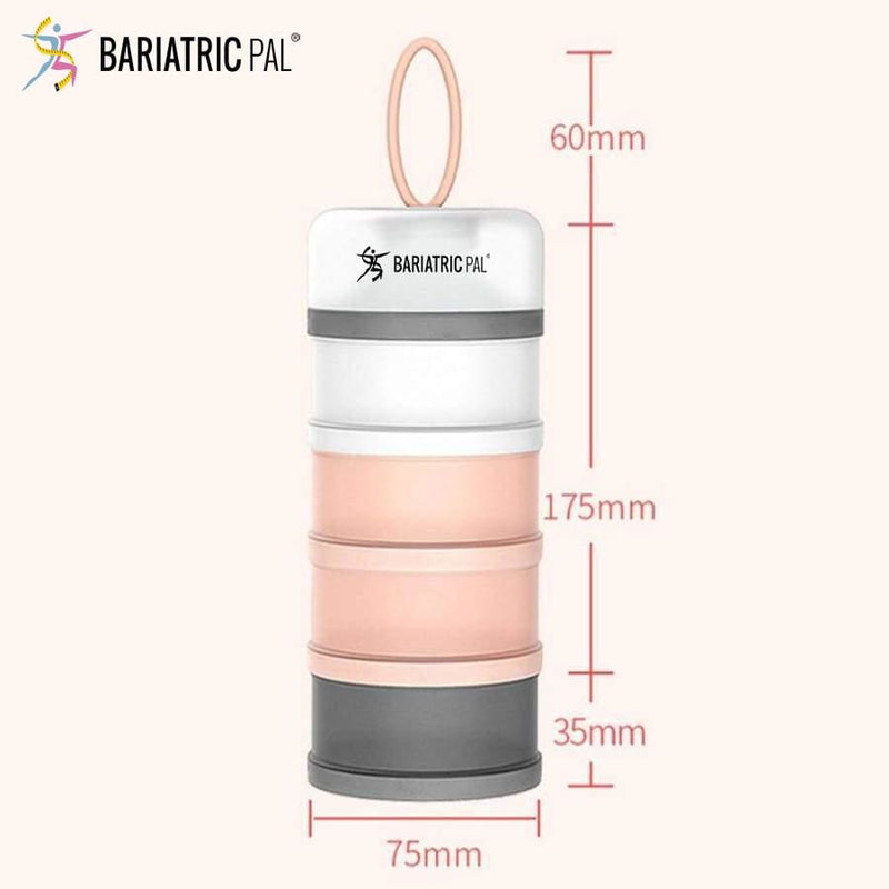 4 Compartment Detachable, Stackable, and Portion Controlled Food & Powder Storage Containers by BariatricPal 
