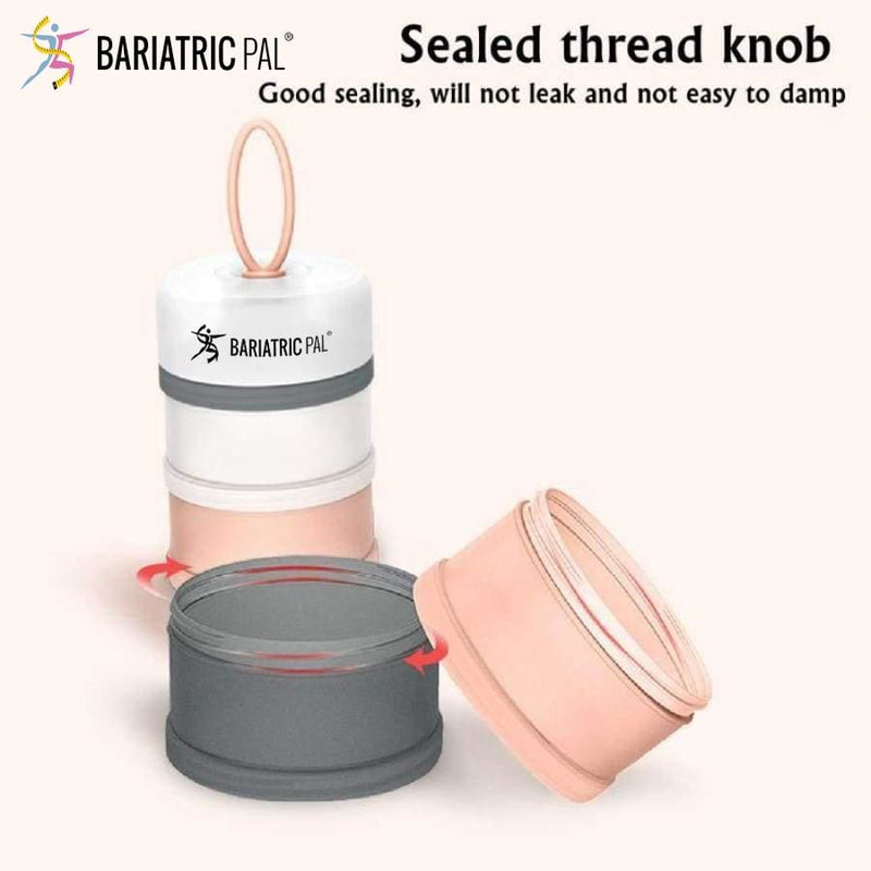 4 Compartment Detachable, Stackable, and Portion Controlled Food & Powder Storage Containers by BariatricPal 