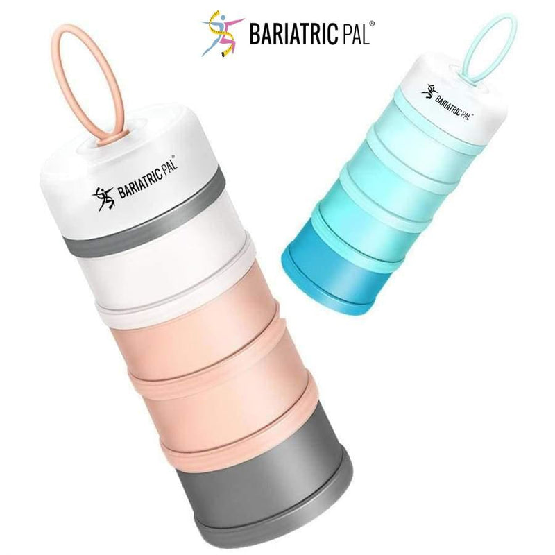 4 Compartment Detachable, Stackable, and Portion Controlled Food & Powder Storage Containers by BariatricPal 