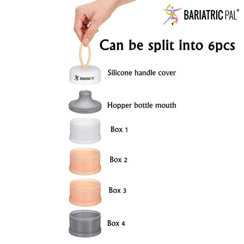 4 Compartment Detachable, Stackable, and Portion Controlled Food & Powder Storage Containers by BariatricPal 