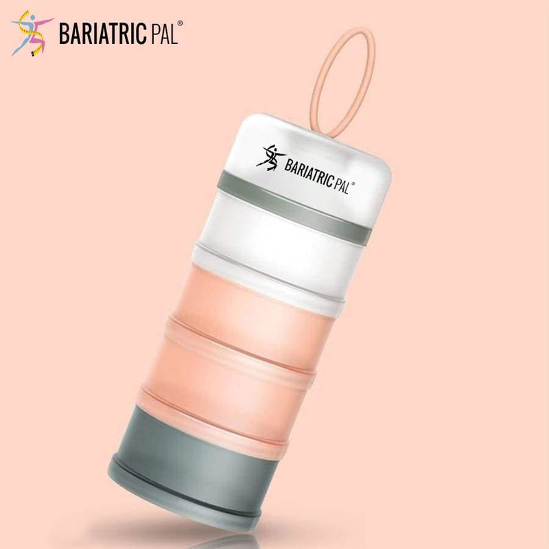 4 Compartment Detachable, Stackable, and Portion Controlled Food & Powder Storage Containers by BariatricPal 