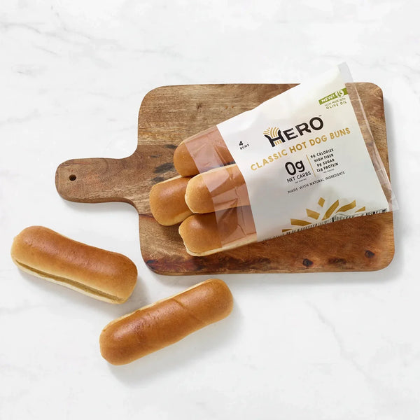 Hero Zero Net Carb Classic Hot Dog Buns, 4 buns