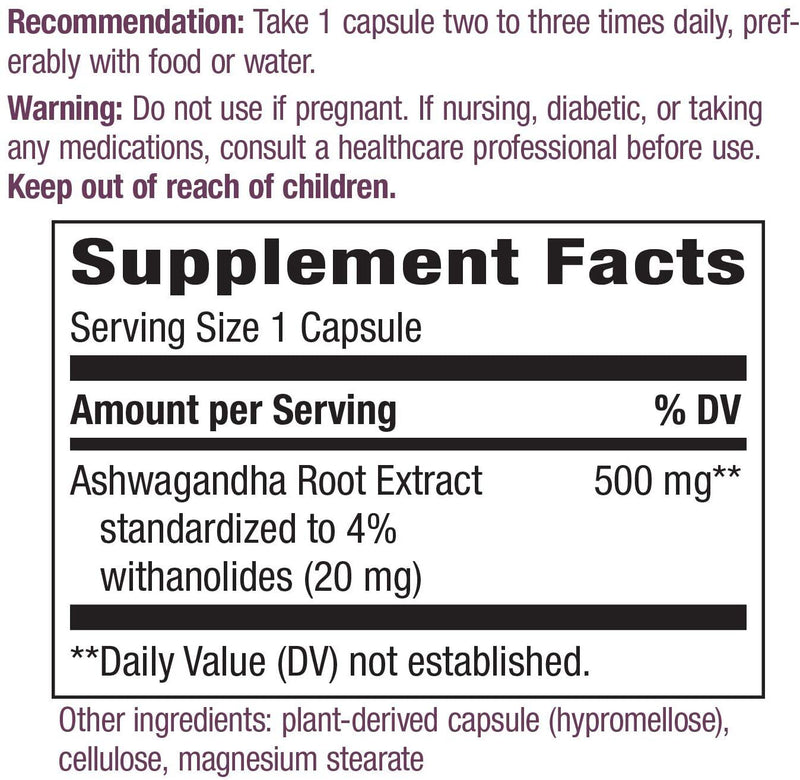 Nature's Way Ashwagandha Extract, Standardized 60 vegan capsules 