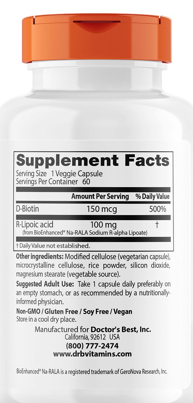 Doctor's Best Stabilized R-Lipoic Acid 60 veggie caps 