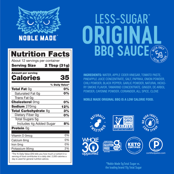 Noble Made Less Sugar BBQ Sauce