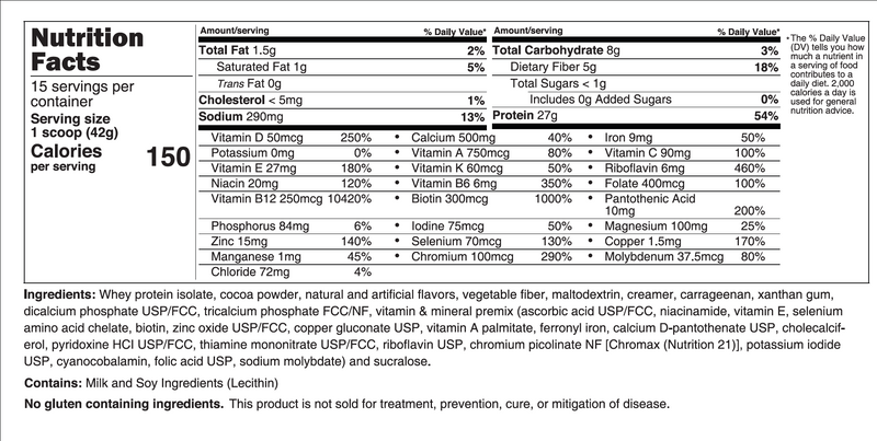 Protein ONE™ Complete Meal Replacement with Multivitamin, Calcium & Iron by BariatricPal - Double Chocolate Fudge (15 Serving Tub)