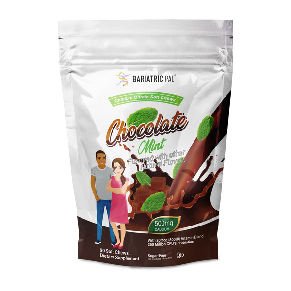 BariatricPal Sugar-Free Calcium Citrate Soft Chews 500mg with Probiotics - Chocolate Mint