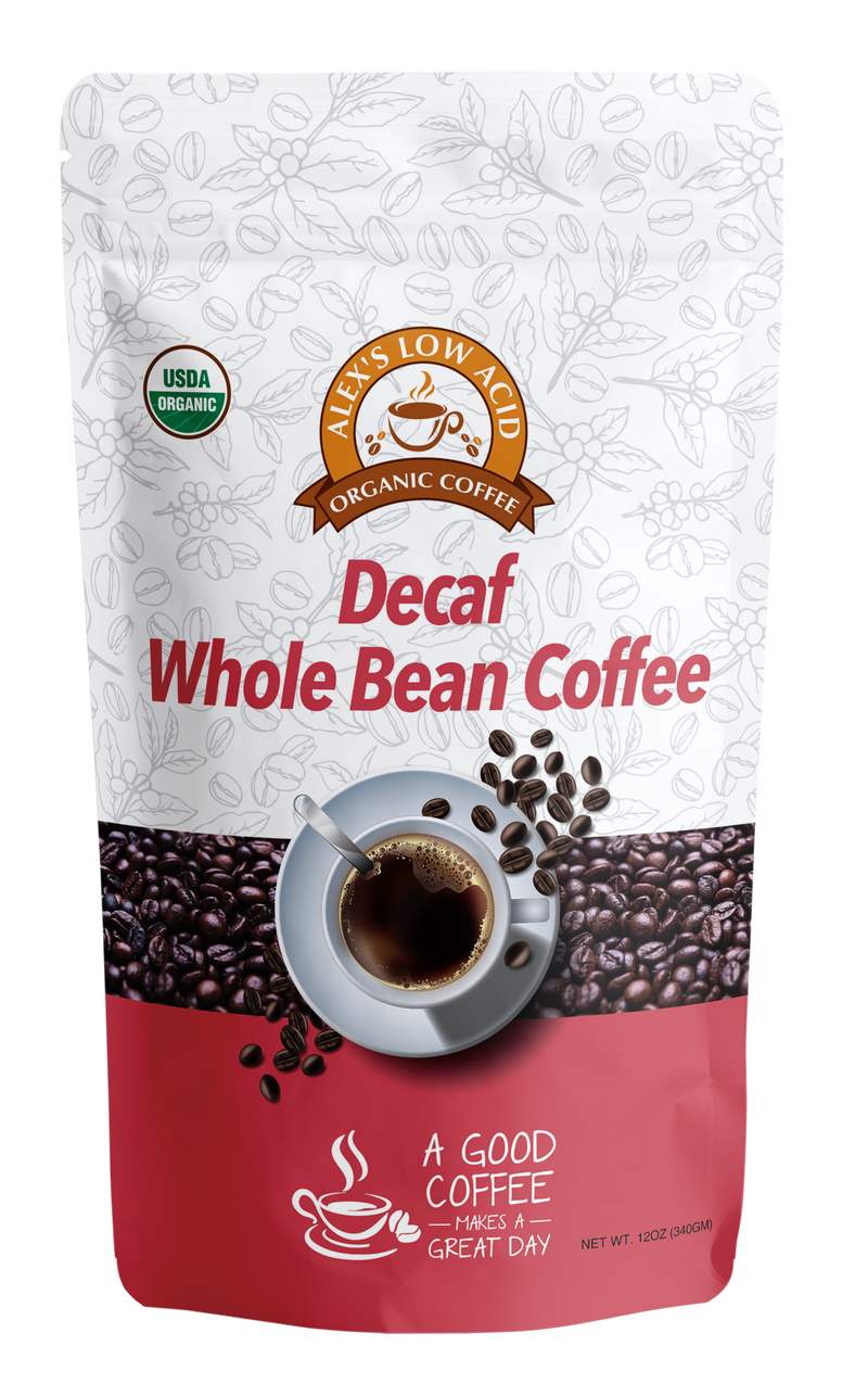 Alex's Low Acid Organic Coffee™ - Decaf Whole Bean (12oz)