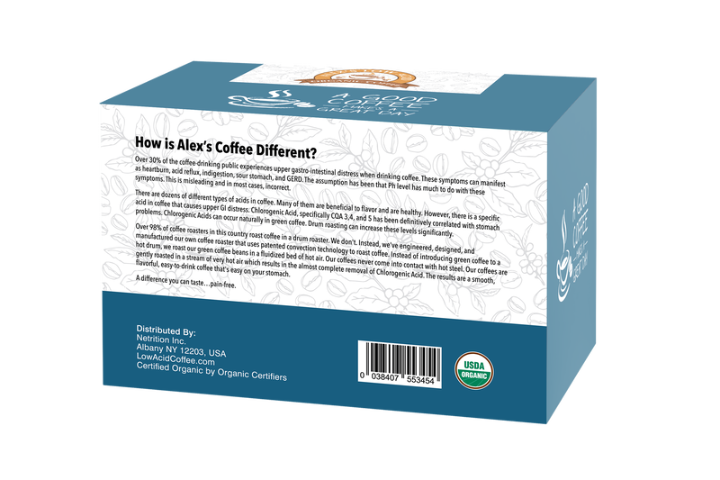 Alex's Low Acid Organic Coffee™ K-Cups - Half Caff