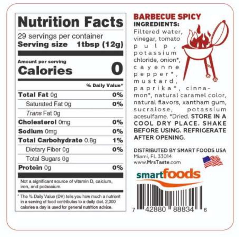 Mrs Taste Zero Calorie Barbecue Sauce