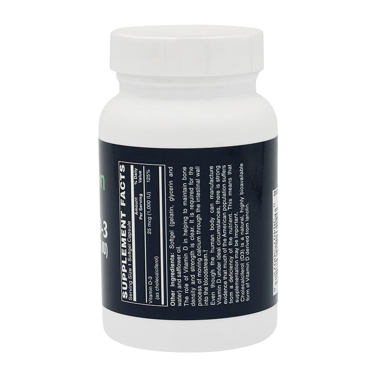 Vitamin D-3 1000IU Softgels 250's by Netrition