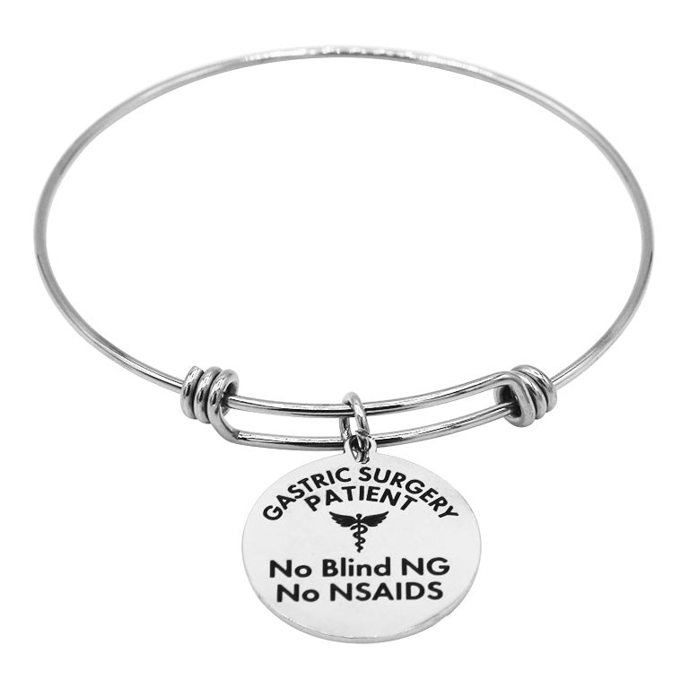 Gastric Surgery Medical Alert Bracelet with Silver Charm by BariatricPal